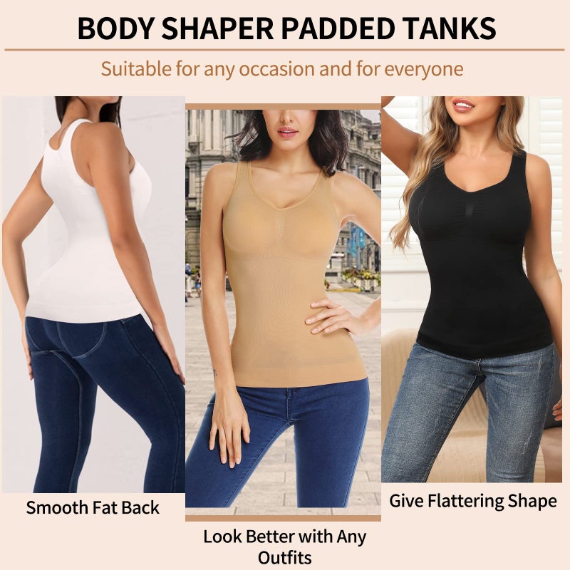 JOYSHAPER Compression Tank Tops for Women Cami Shaper with Built-in Bra Tummy Control Shapewear Shaping Camisoles - Image 4